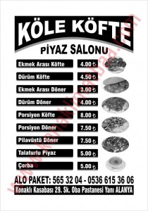 KÖLE KÖFTE el ilanı