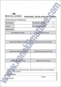 Personel işten ayrılma formu royal
