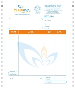 sürekli form FATURA Eva Hotel